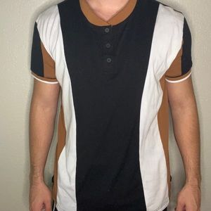 Multi-color Mens TWICE Shirt - Short sleeve - Brown, Black, White -T / Tee Shirt